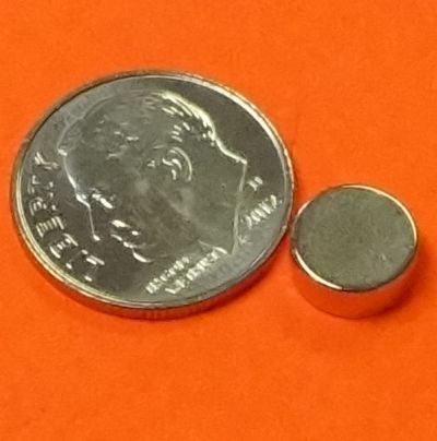 Small and Powerful Neodymium Magnet Cylinder 1/4 in x 3/16 in N42