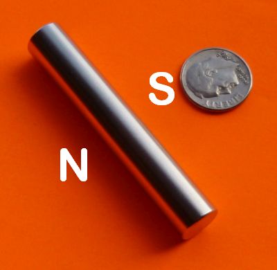 Strong Neodymium Magnets 0.4 in x 2.4 in Diametrically Magnetized
