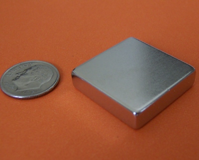 N50SH High Temp Neodymium Magnet 1 in x 1 in x 1/4 in Rare Earth Block