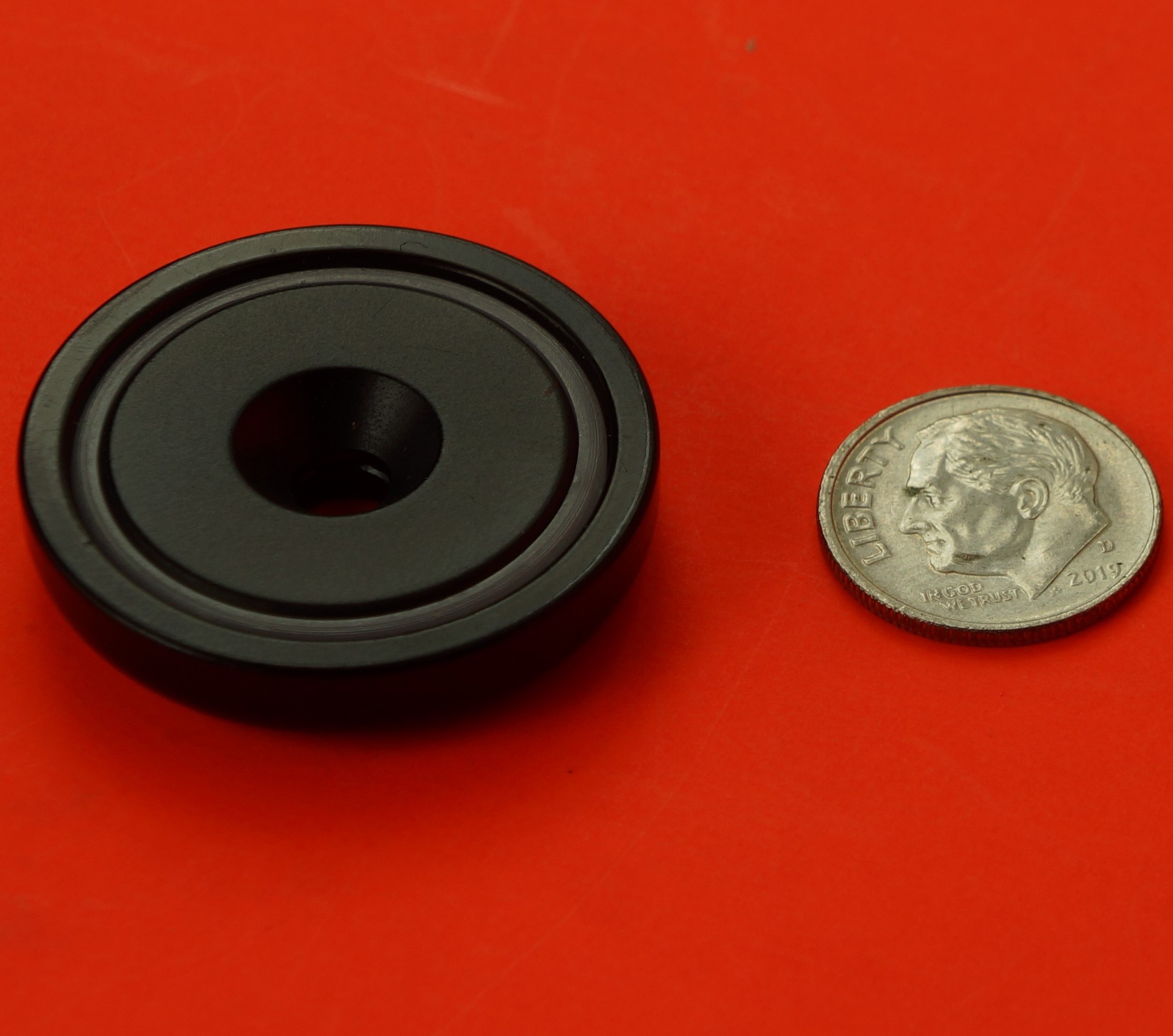 Powerful 1.26 x 0.28 inch Encased Neodymium Magnet Epoxy with Countersunk Hole 120 lbs